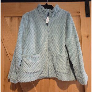 Cuddledown NEW! Waffle Fleece Bed Jacket Pockets Size XXL  Natania Aqua